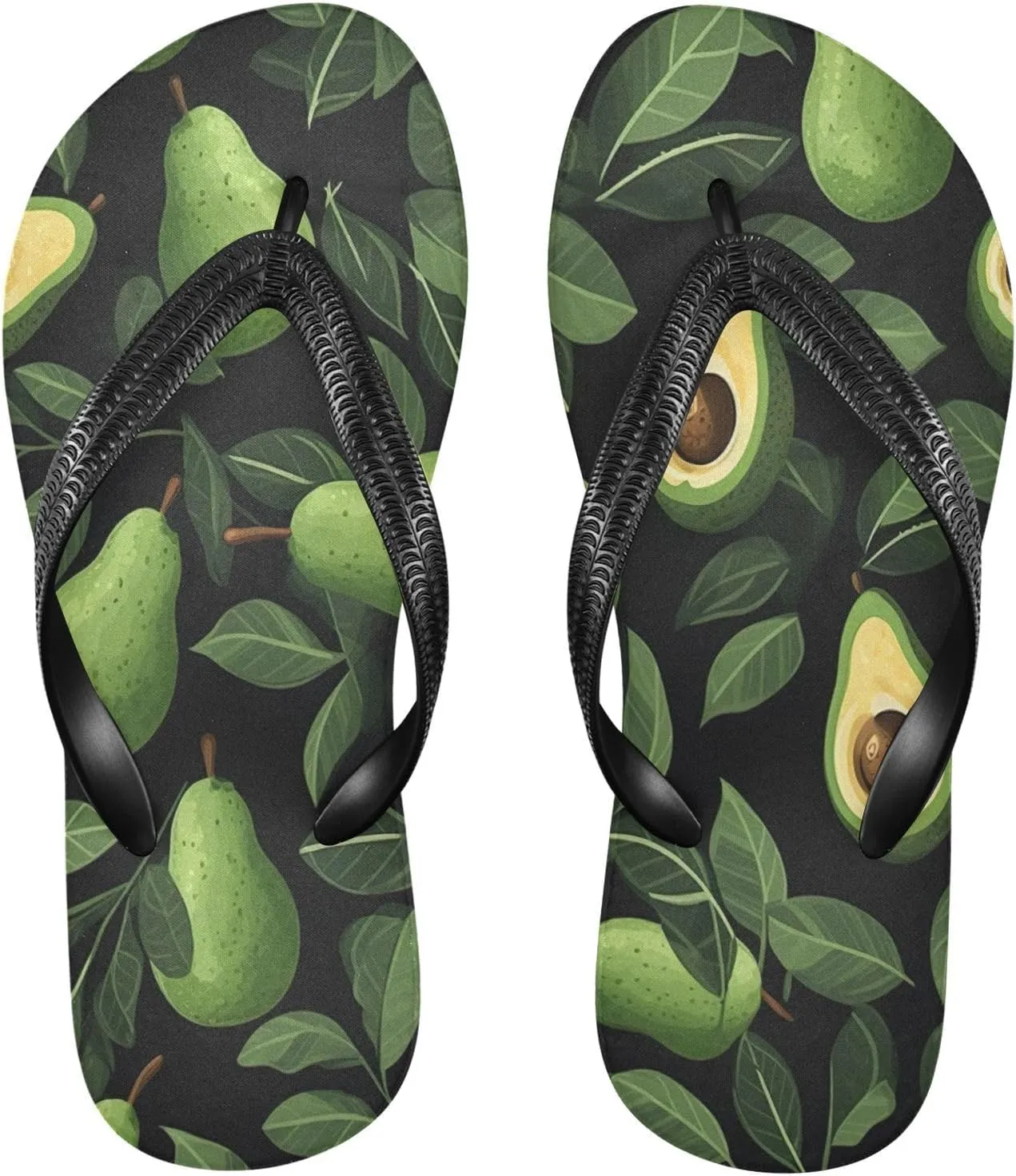 Flip Flop Sandal for Men Women Avocado Pattern Summer Thong Sandal Beach Water Shoes,XS