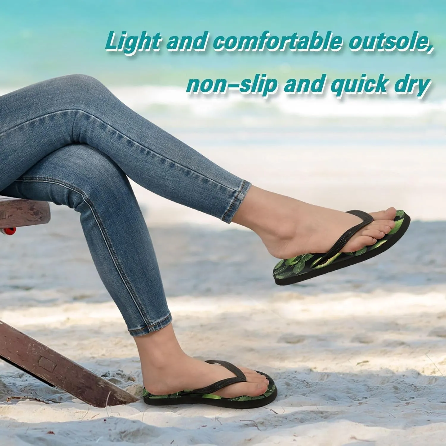 Flip Flop Sandal for Men Women Avocado Pattern Summer Thong Sandal Beach Water Shoes,XS