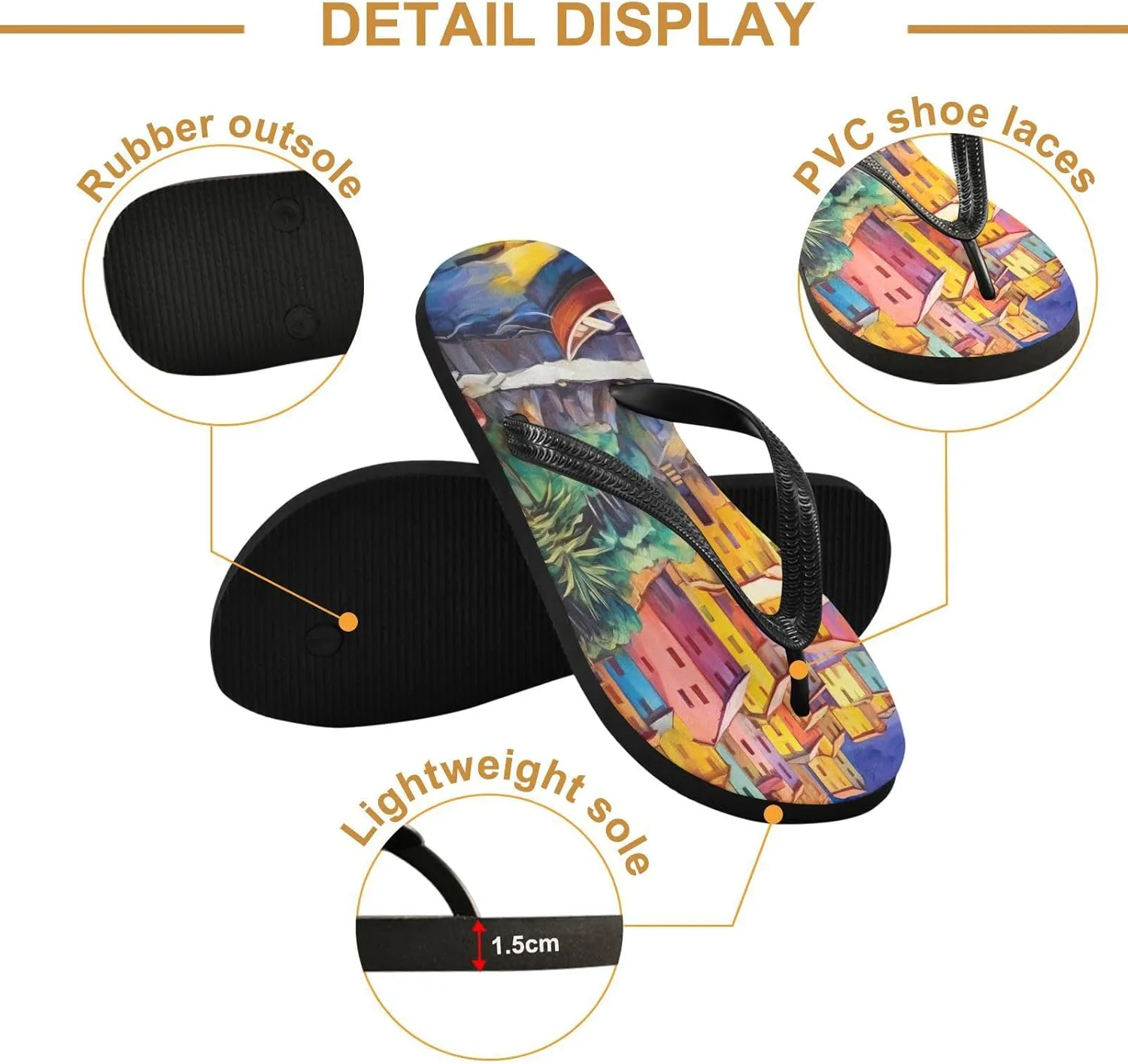 Flip Flop Sandal for Men Women Picturesque Village Summer Thong Sandal Beach Water Shoes,XS