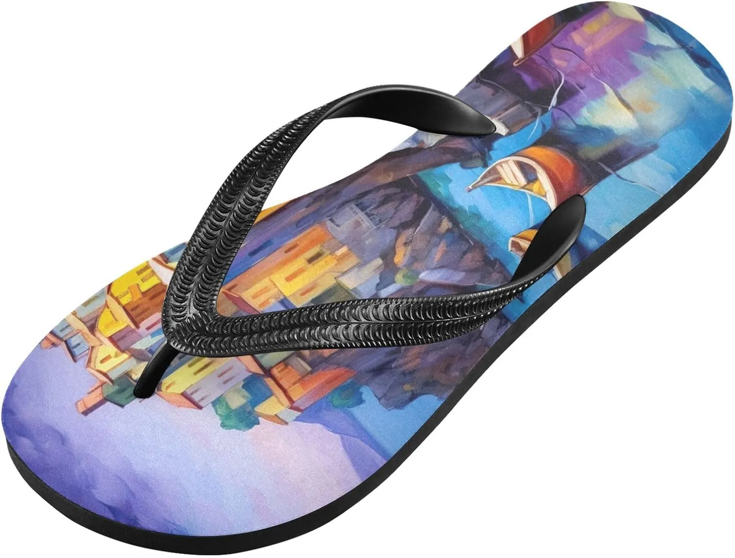 Flip Flop Sandal for Men Women Picturesque Village Summer Thong Sandal Beach Water Shoes,XS