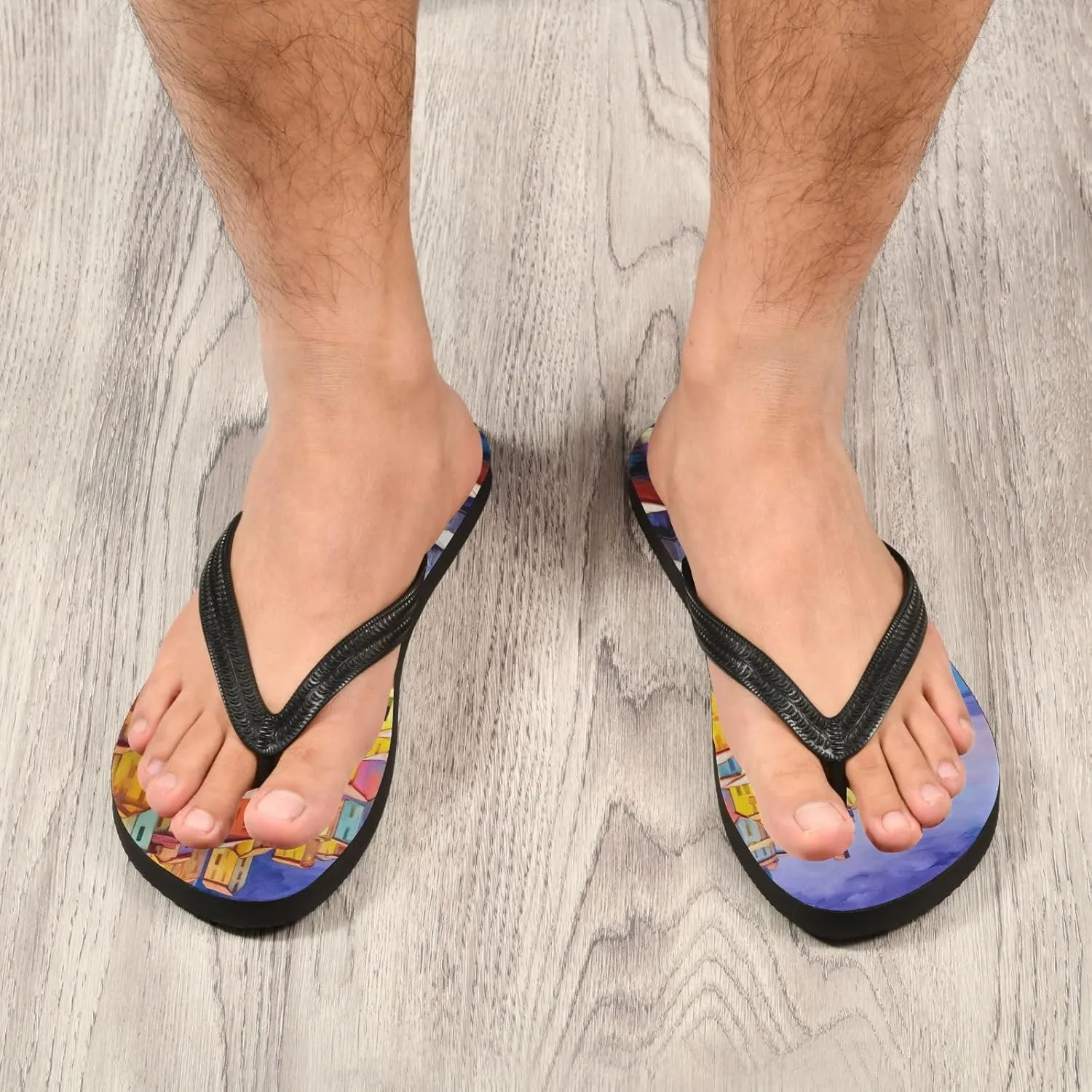 Flip Flop Sandal for Men Women Picturesque Village Summer Thong Sandal Beach Water Shoes,XS