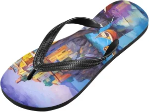 Flip Flop Sandal for Men Women Picturesque Village Summer Thong Sandal Beach Water Shoes,XS