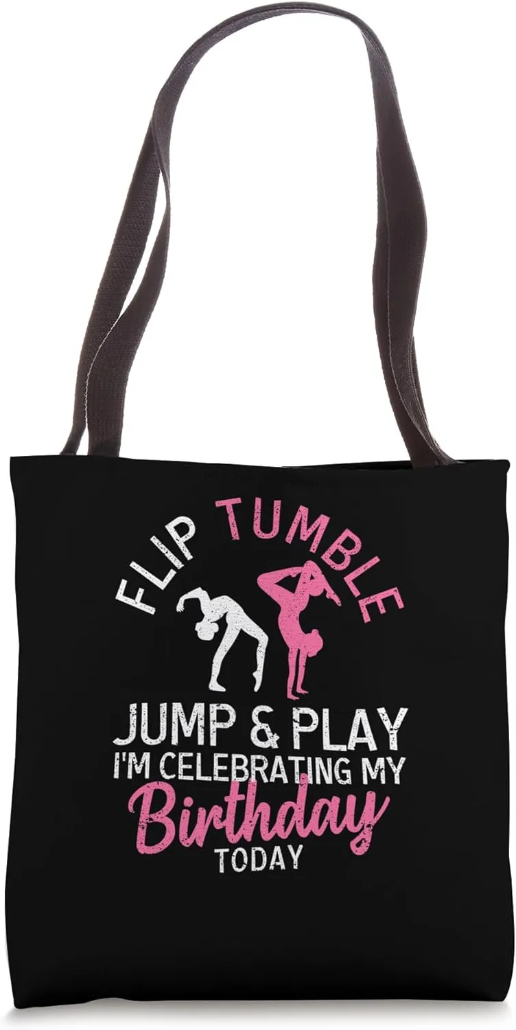 Flip Tumble Jump Play Gymnastics Birthday Gymnast Funny Tote Bag