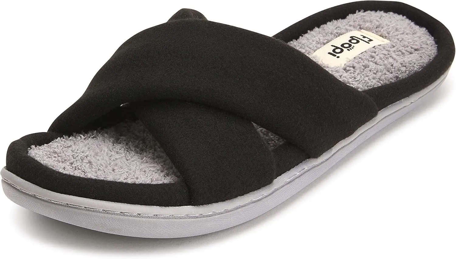 Floopi Women's Ultra Soft Padded Felt Criss Cross Slide with French Terry Insole, Memory Foam and Anti Skid Rubber Outsole for Summer