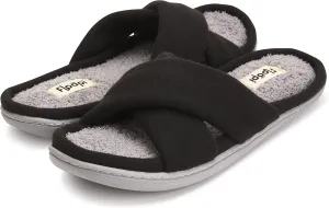 Floopi Women's Ultra Soft Padded Felt Criss Cross Slide with French Terry Insole, Memory Foam and Anti Skid Rubber Outsole for Summer