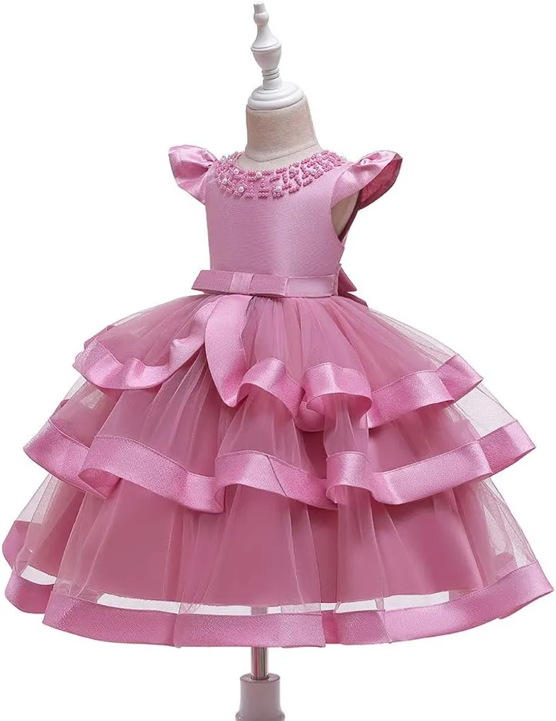 Flower Girl Dress 𝐁all Gown Kids Wedding Birthday Part𝘆 Tutu Dresses Toddler Sleeveless Pageant Dresses