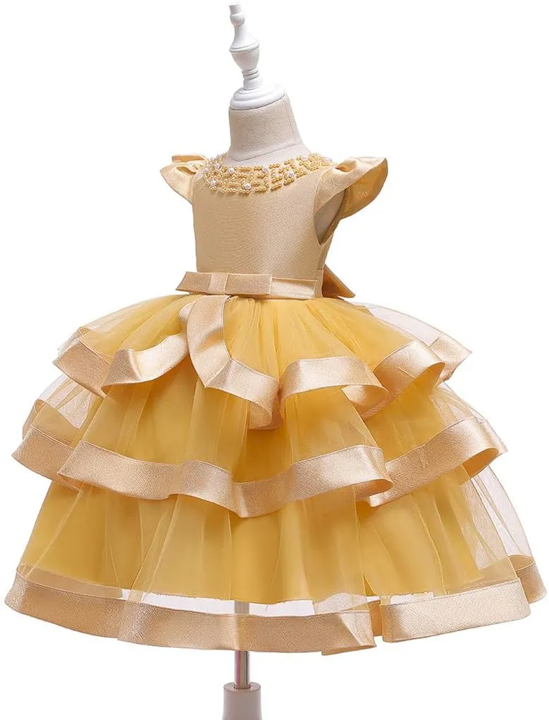 Flower Girl Dress 𝐁all Gown Kids Wedding Birthday Part𝘆 Tutu Dresses Toddler Sleeveless Pageant Dresses