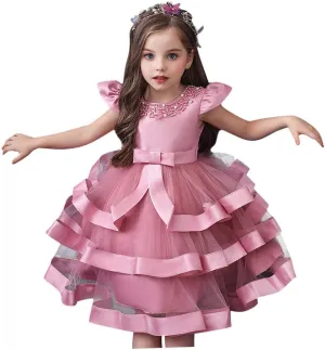 Flower Girl Dress 𝐁all Gown Kids Wedding Birthday Part𝘆 Tutu Dresses Toddler Sleeveless Pageant Dresses