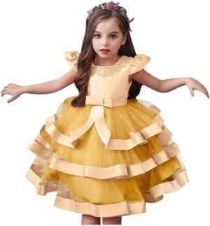Flower Girl Dress 𝐁all Gown Kids Wedding Birthday Part𝘆 Tutu Dresses Toddler Sleeveless Pageant Dresses