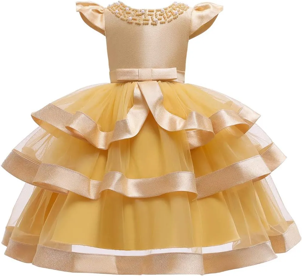 Flower Girl Dress 𝐁all Gown Kids Wedding Birthday Part𝘆 Tutu Dresses Toddler Sleeveless Pageant Dresses