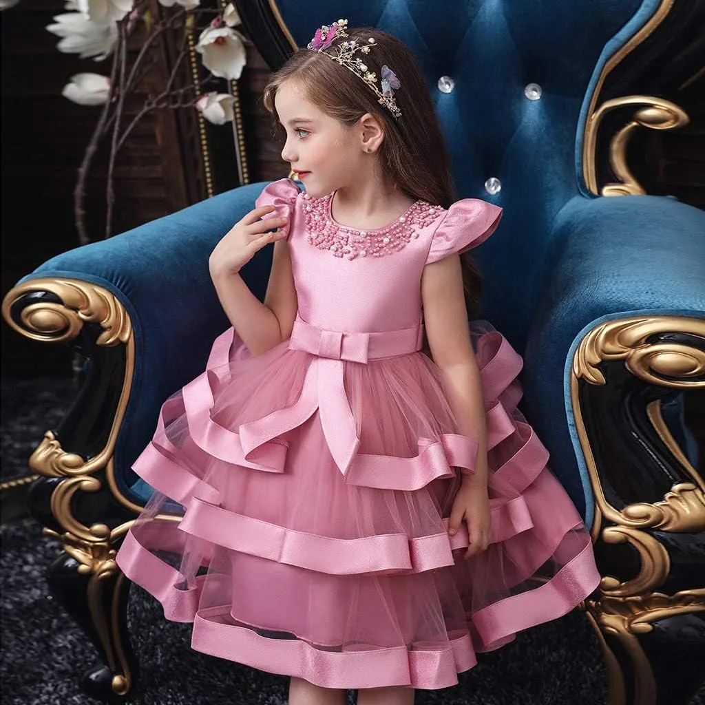 Flower Girl Dress 𝐁all Gown Kids Wedding Birthday Part𝘆 Tutu Dresses Toddler Sleeveless Pageant Dresses