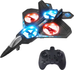 Foam Drone RC Airplane for Kids and Beginners, Remote Control Plane Fighter Jet with Light, Auto Hovering, 360° Flip and 2 Batteries (15 Mins)