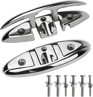 Folding Boat Cleats 5 inch 6 inch 316 Stainless Steel Flip up Dock Cleats Marine Grade Rope Cleat for Deck with Fasteners