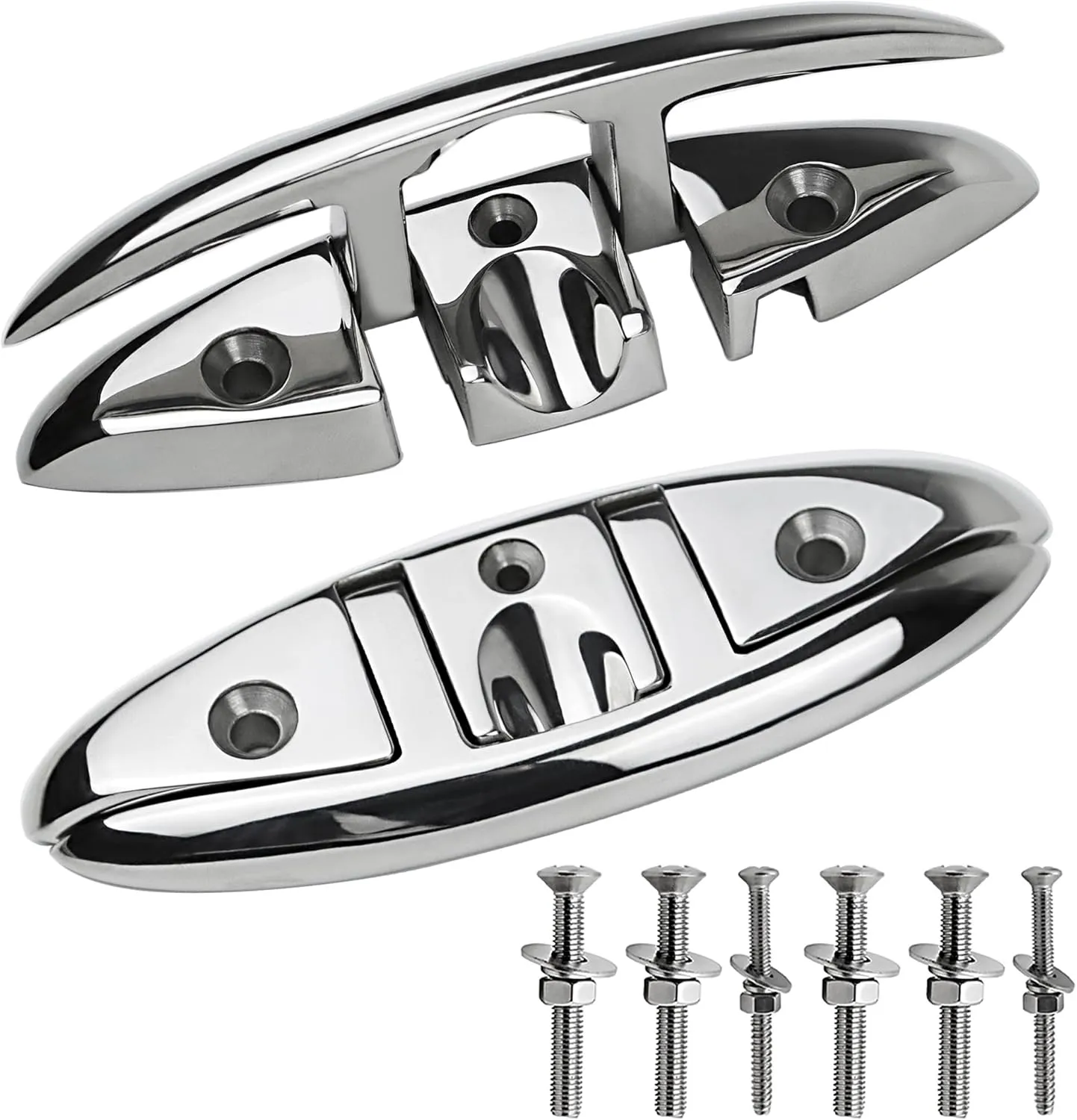 Folding Boat Cleats 5 inch 6 inch 316 Stainless Steel Flip up Dock Cleats Marine Grade Rope Cleat for Deck with Fasteners