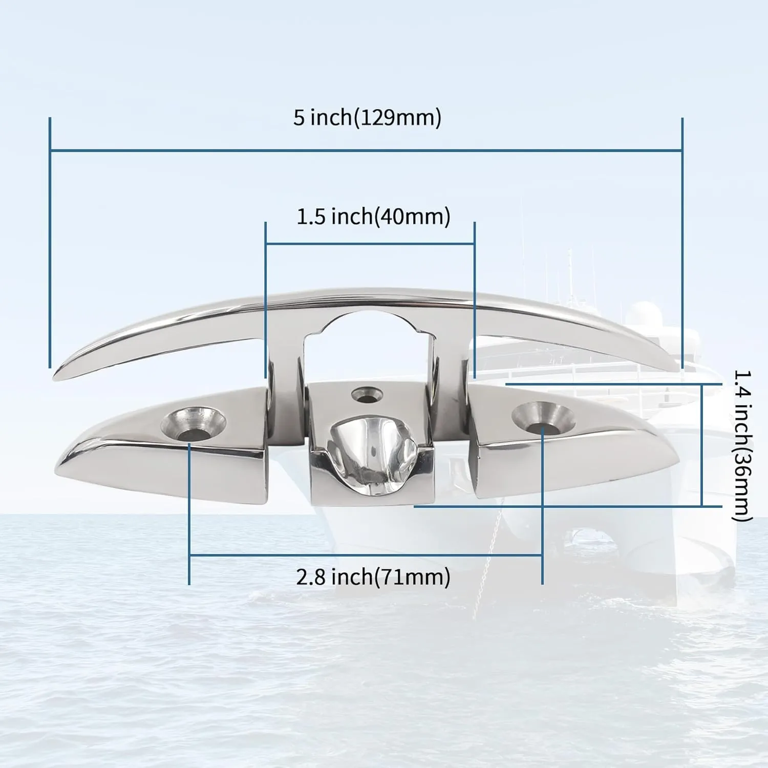 Folding Boat Cleats 5 inch 6 inch 316 Stainless Steel Flip up Dock Cleats Marine Grade Rope Cleat for Deck with Fasteners