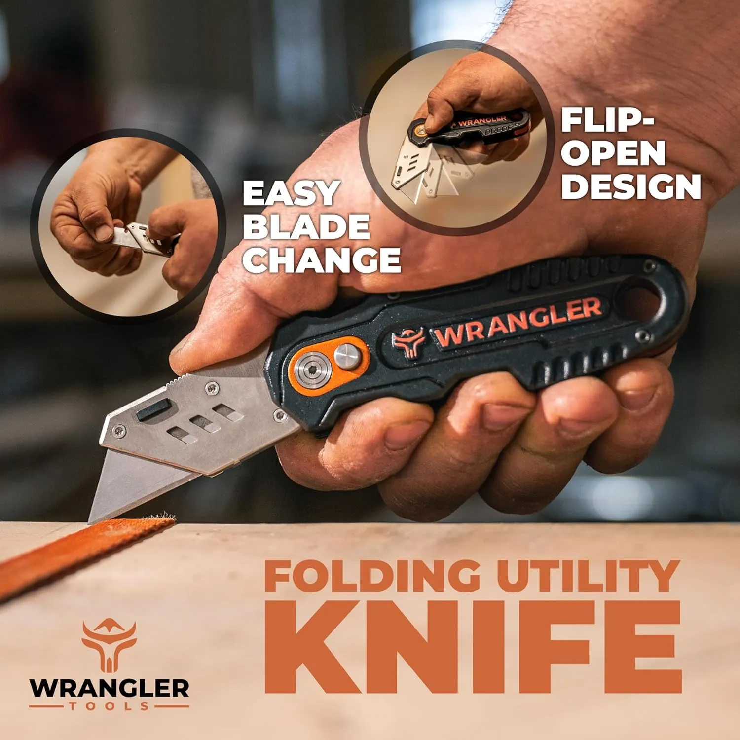 Folding Utility Knife - Quick Change Box Cutter - Heavy Duty Retractable Razor Knife with Extra 10 Blades, Storage Dispenser, Thumb Rest & Belt Clip for Drywall, Cardboard & Rope