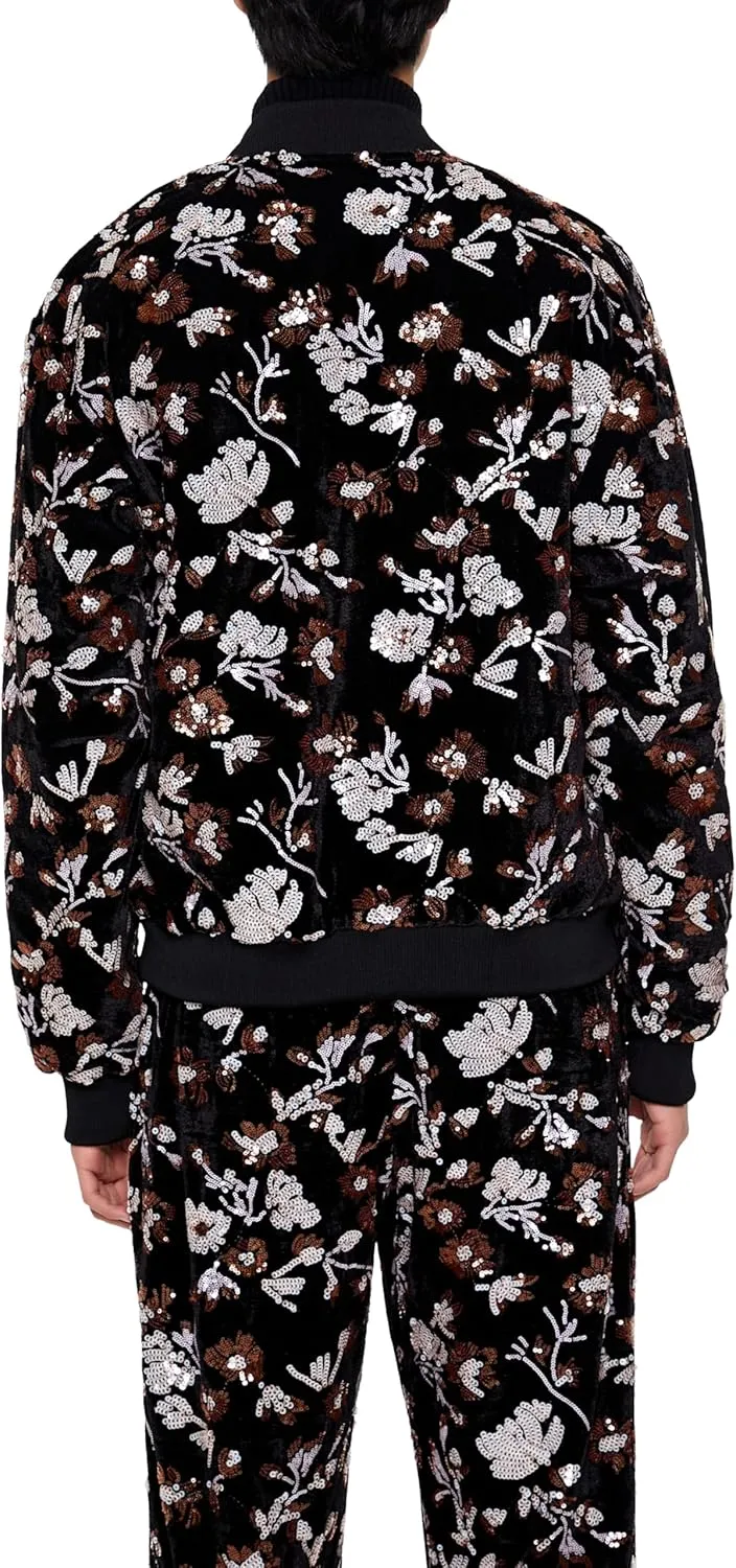 Forever 21 Men's Sequin Floral Bomber Jacket