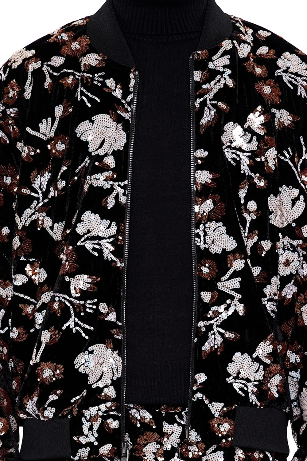 Forever 21 Men's Sequin Floral Bomber Jacket