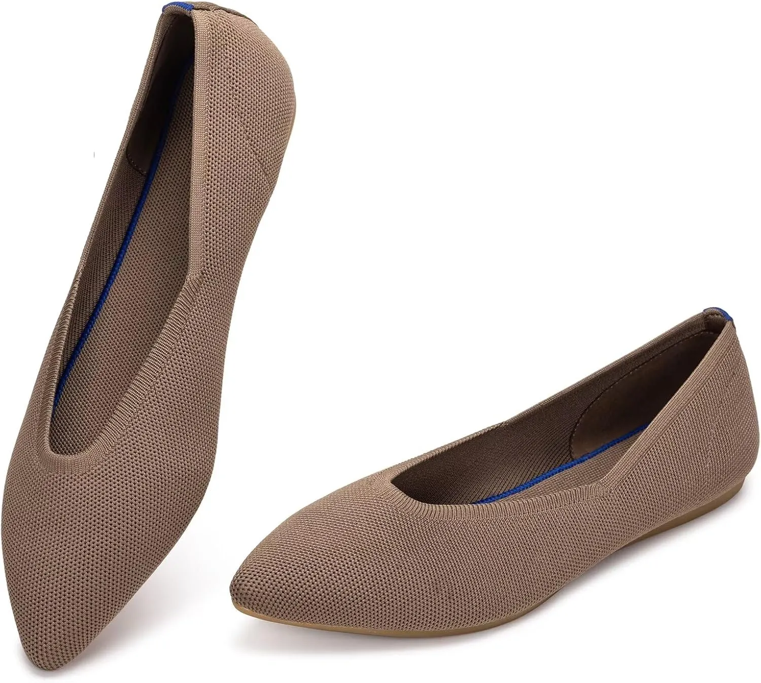 Frank Mully Womens Pointed Toe Flats Knit Dress Shoes Comfort Women Shoes Slip On Shoes for Woman Classic Softable Shoes Low Wedge