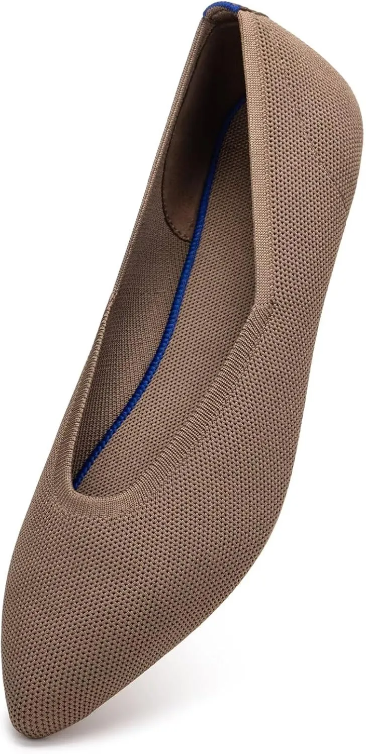 Frank Mully Womens Pointed Toe Flats Knit Dress Shoes Comfort Women Shoes Slip On Shoes for Woman Classic Softable Shoes Low Wedge