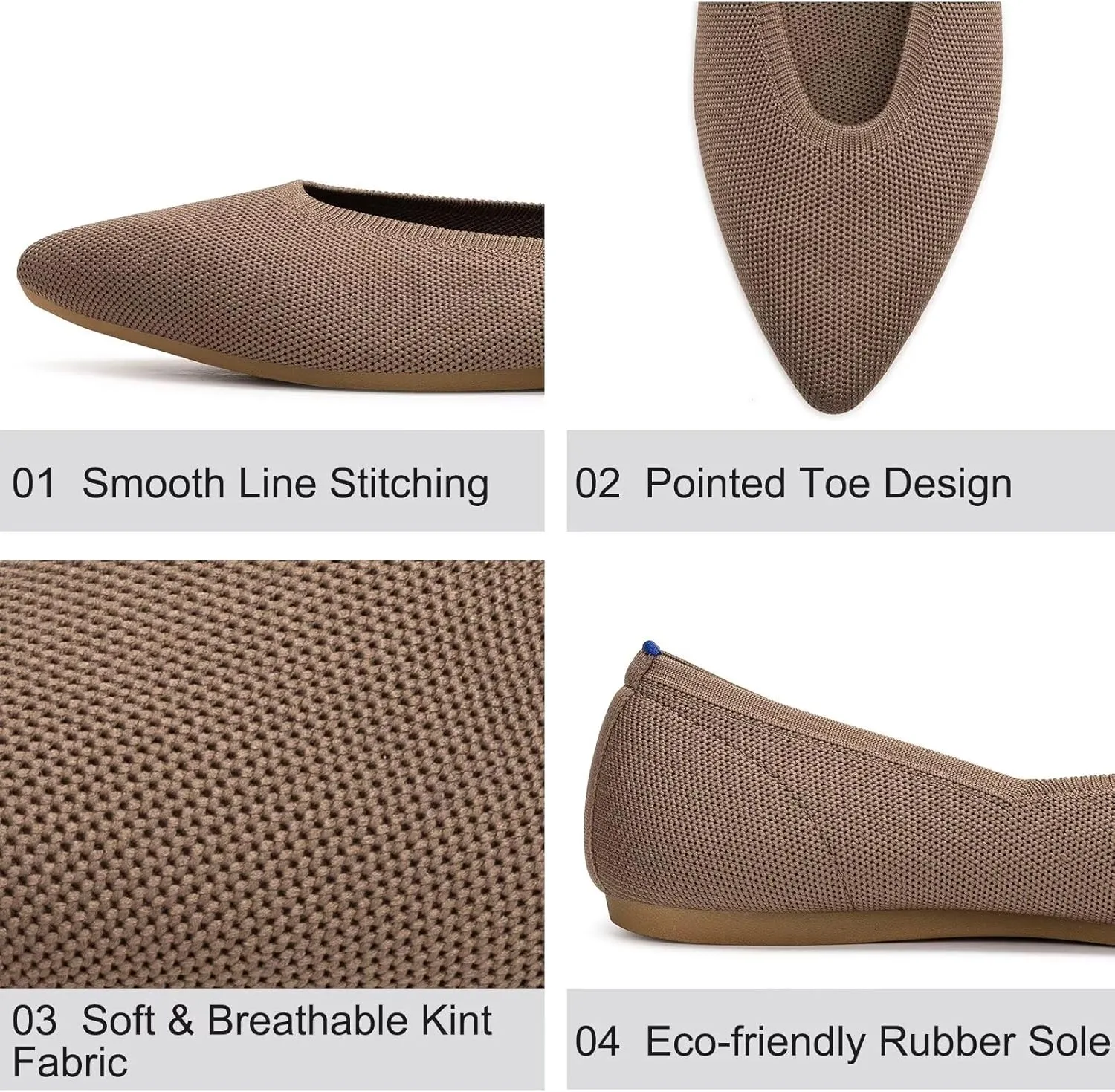 Frank Mully Womens Pointed Toe Flats Knit Dress Shoes Comfort Women Shoes Slip On Shoes for Woman Classic Softable Shoes Low Wedge