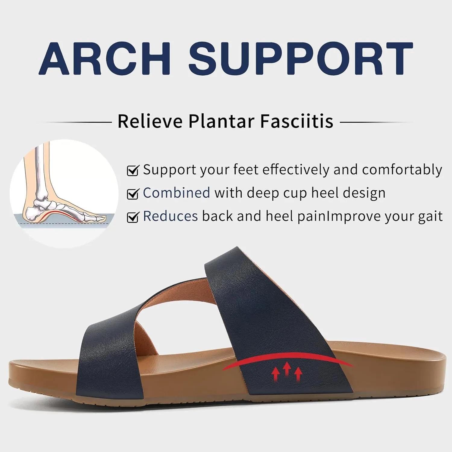 FUDYNMALC Women Orthopedic Slides Sandals: Comfortable Arch Support Shoes Summer Dressy Flat Slip On Walking Slippers