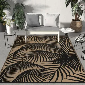 GENIMO Outdoor Rug 6' x 9' Waterproof for Patio Clearance, Reversible Plastic Straw Camping Carpet, Lightweight Mats for Rv, Backyard, Deck, Porch, Picnic, Beach, Balcony, Black & Brown