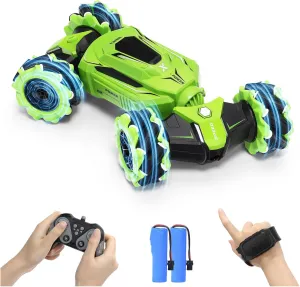 Gesture Sensing RC Stunt Car,Remote Control Car for Boys 6-12 yr,4WD Remote Control Hand Controlled Transform,360° Rotating Transform Drift，Birthday Presents ForKids 7 8 9 10 11 Year Old （green)