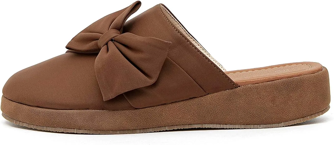 getmorebeauty Women's Cute Bow Mules Platform Clogs Closed Toe Slip-on Wedge Slides Sandals Summer Shoes