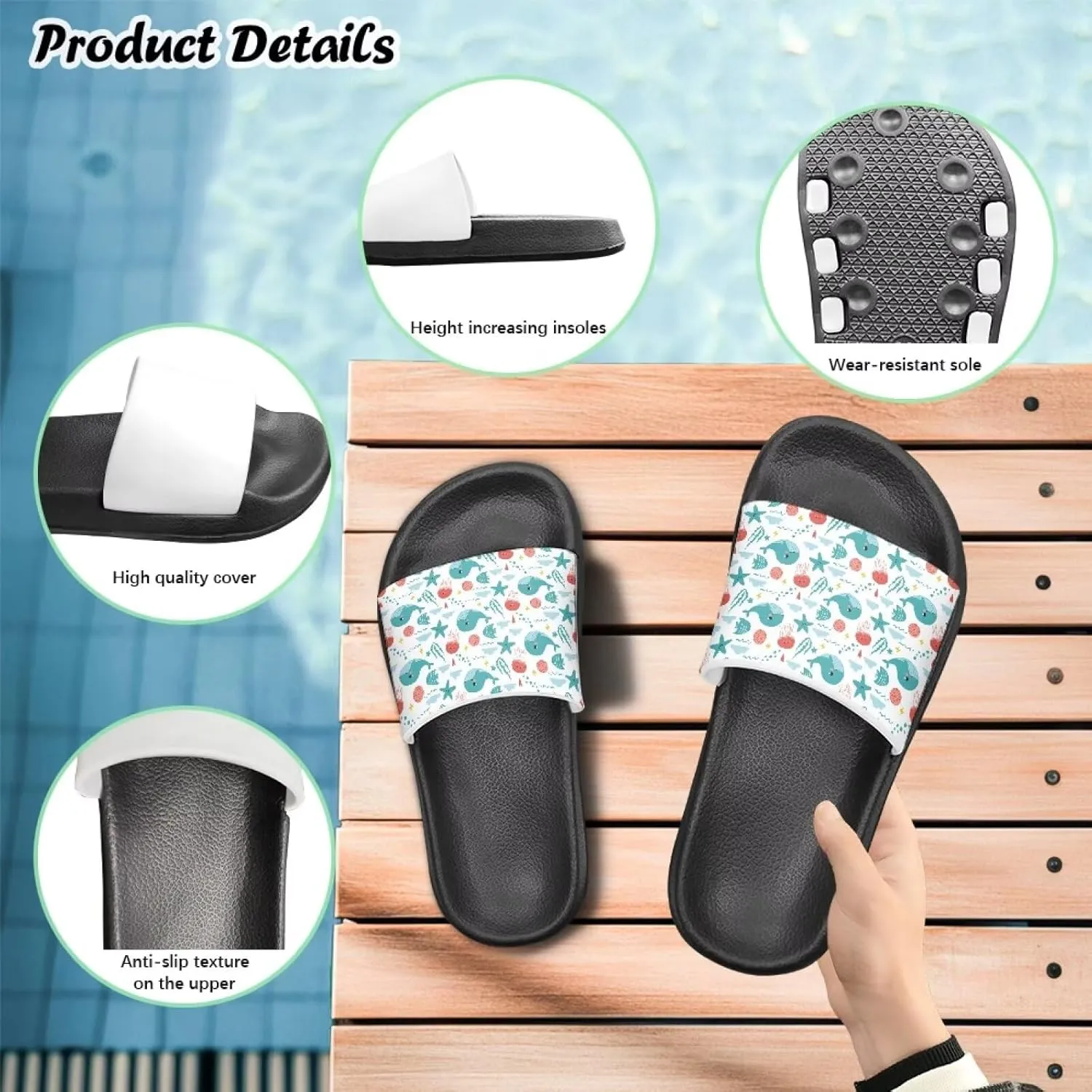 Girls Boys Slide Sandals Kids Summer Comfortable Slippers Slip On for Outdoor Beach Pool Shower Fit Little Big Kids