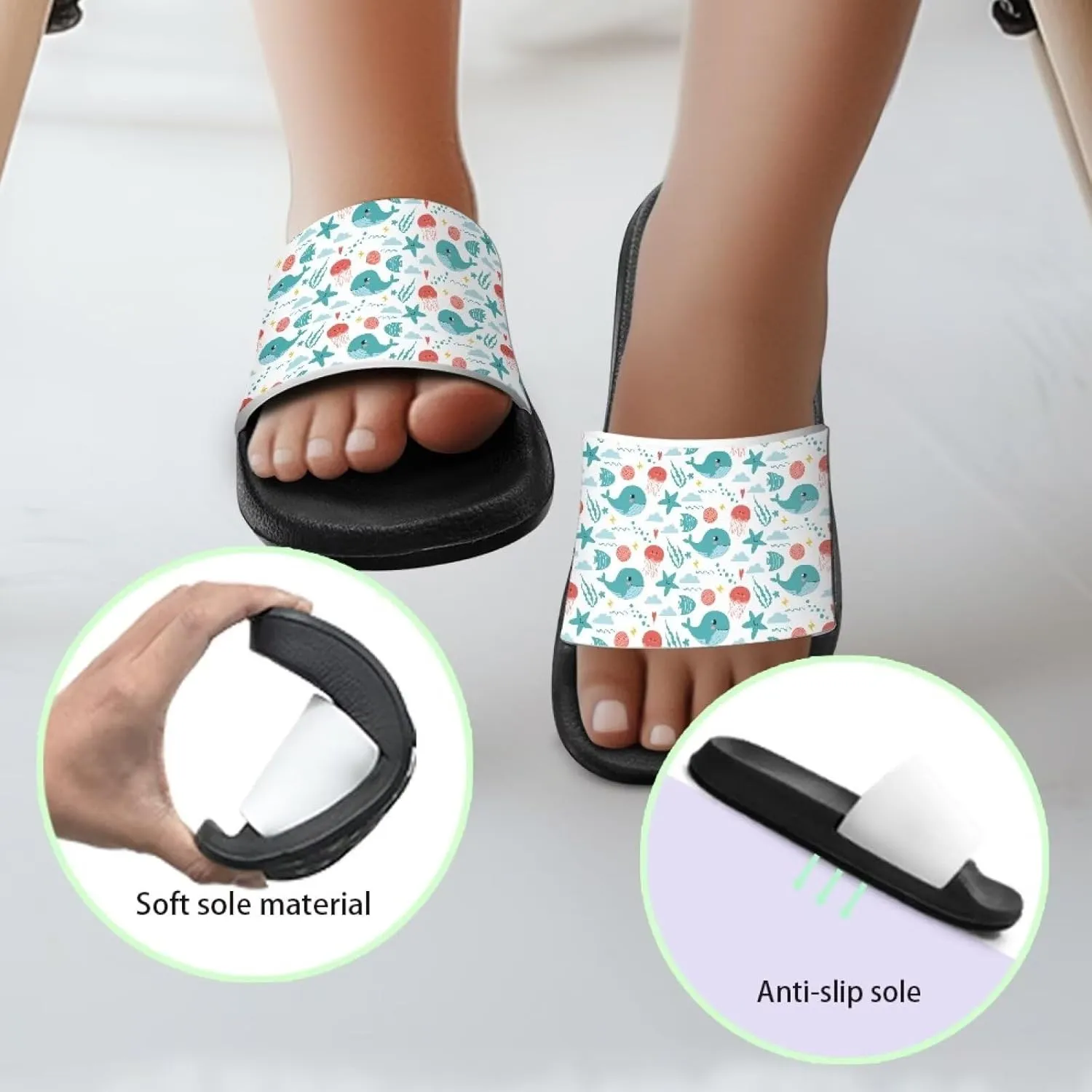Girls Boys Slide Sandals Kids Summer Comfortable Slippers Slip On for Outdoor Beach Pool Shower Fit Little Big Kids