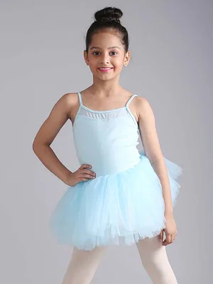 Girls Camisole Mesh Design Blue Ballet Dance Leotard Tutu Dress