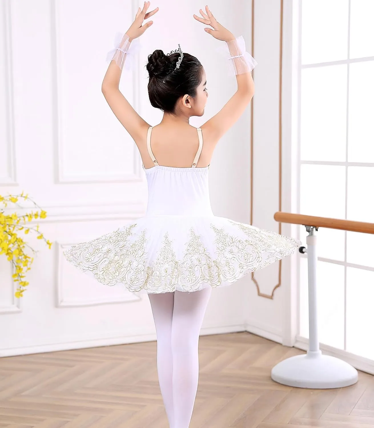 Girl's Camisole Skirted Leotard Ballet Lace Sequin Tutu Swan Costumes Competition Skirt Dress