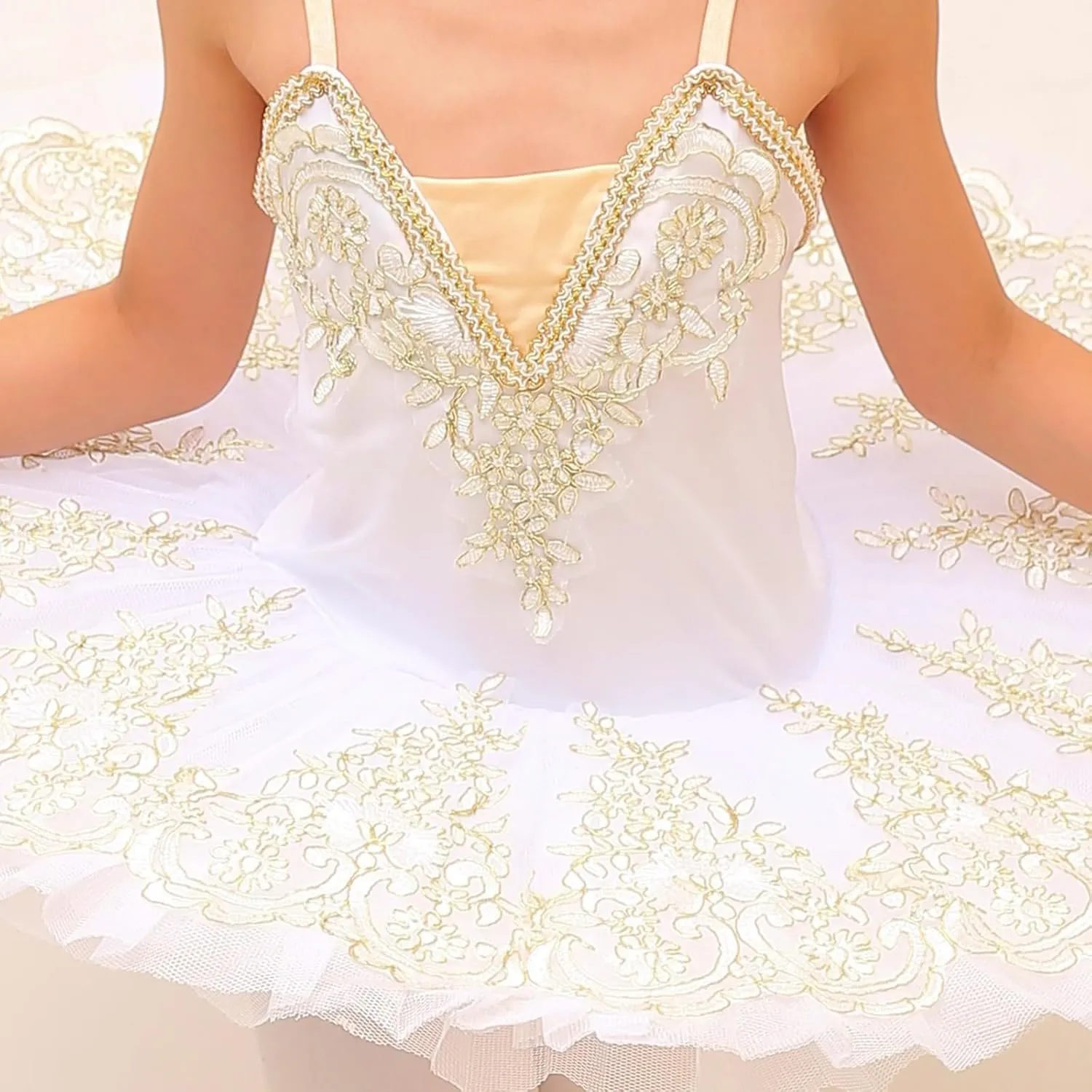 Girl's Camisole Skirted Leotard Ballet Lace Sequin Tutu Swan Costumes Competition Skirt Dress
