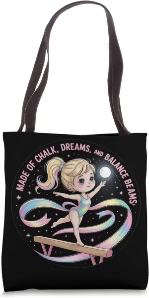 Girls Gymnastics Made of Chalk Dreams and Balance Beams Kids Tote Bag