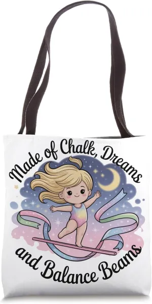 Girls Gymnastics Made of Chalk Dreams and Balance Beams Kids Tote Bag