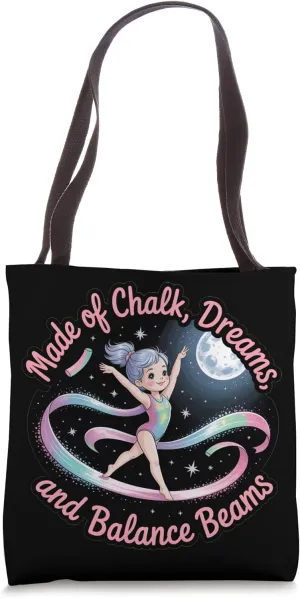 Girls Gymnastics Made of Chalk Dreams and Balance Beams Kids Tote Bag