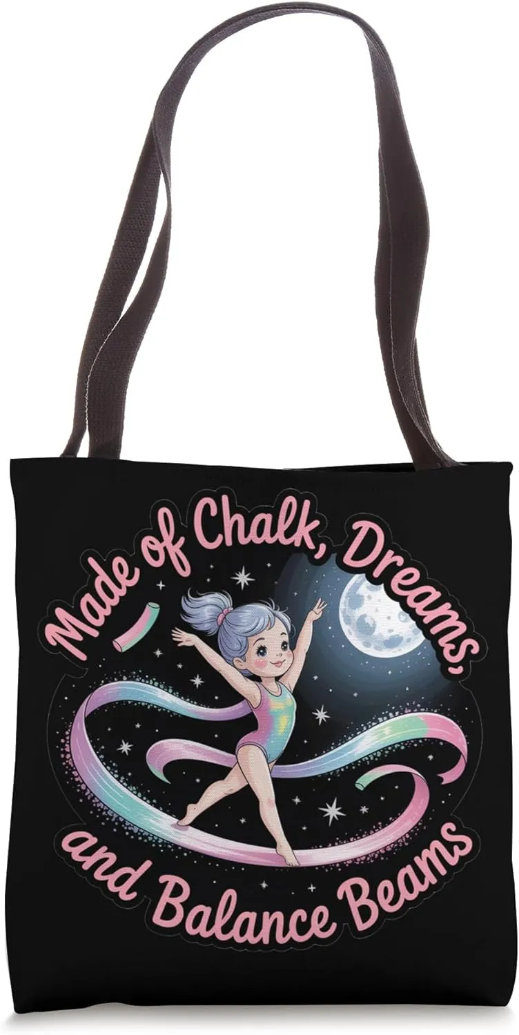 Girls Gymnastics Made of Chalk Dreams and Balance Beams Kids Tote Bag