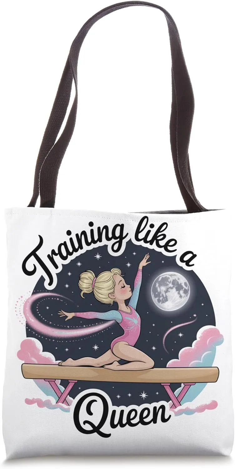 Girls Gymnastics Training Like a Queen Balance Beam Gymnast Tote Bag