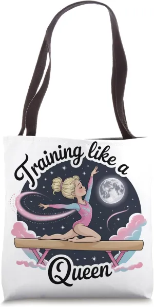 Girls Gymnastics Training Like a Queen Balance Beam Gymnast Tote Bag