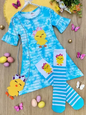 Girls More Tie Dye Please Easter Dress with Socks and Purse Set
