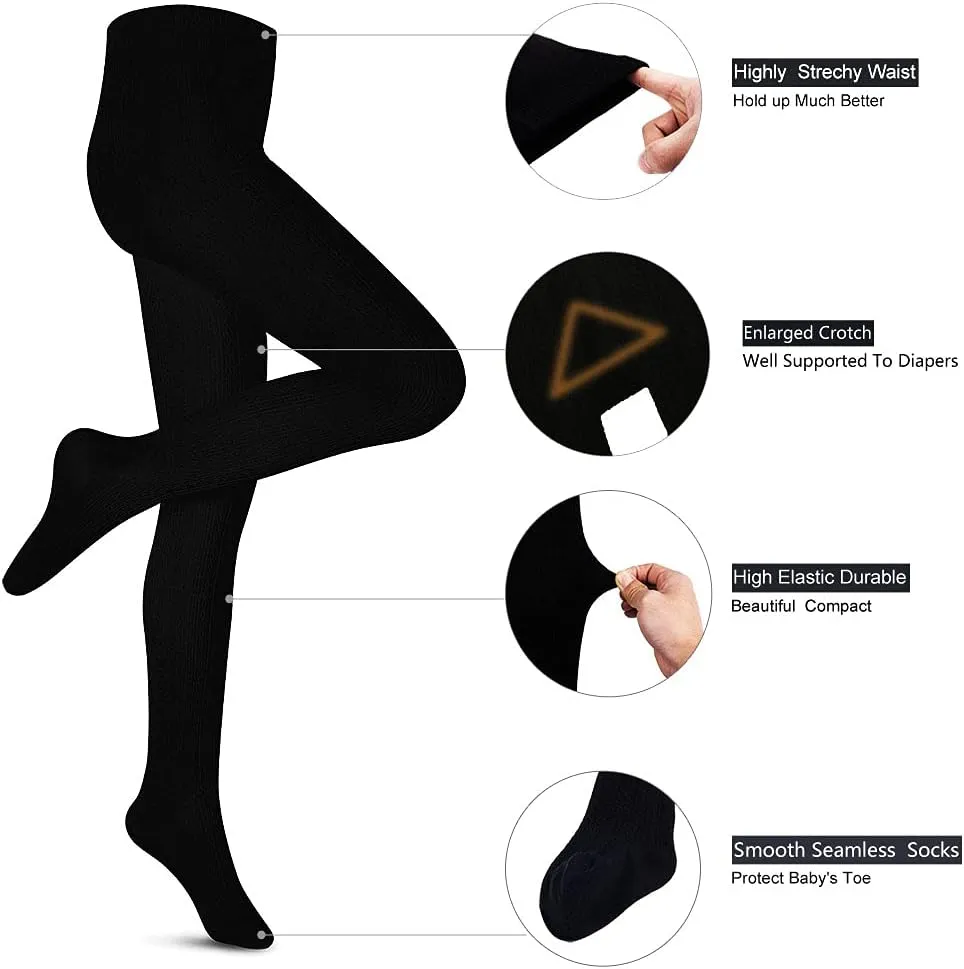 Girls Tights Toddler Cable Knit Cotton Footed Seamless Dance Ballet Baby Girls' Leggings 3/4 Pack