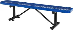 Global Industrial 6'L Heavy Duty Expanded Metal Mesh Flat Bench with Steel Frame, Portable Outdoor Bench, 1000 lbs Capacity, Blue, 72" L x 14-1/2"W x 18" H