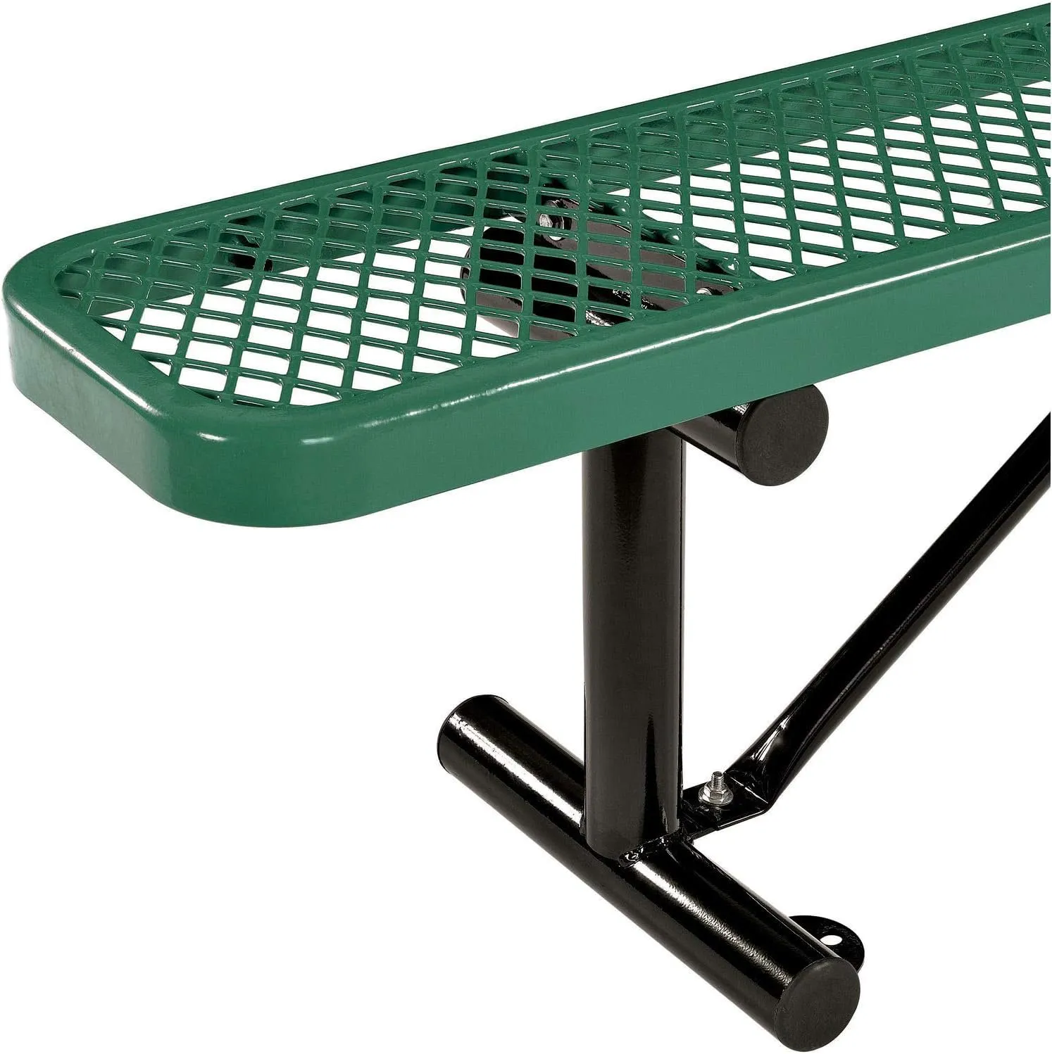 Global Industrial 6'L Heavy Duty Expanded Metal Mesh Flat Bench with Steel Frame, Portable Outdoor Bench, 1000 lbs Capacity, Green, 72" L x 14-1/2"W x 18" H