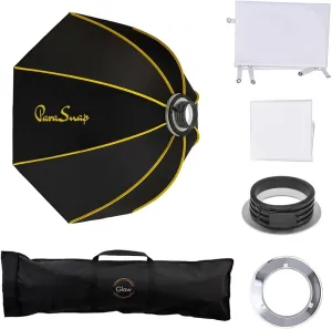 Glow ParaSnap 36" Octa SterlingFibre Bowens Mount Softbox with 144mm Profoto Mount Speedring, This Parabolic Softbox with Quick Speedring Swap is an Ideal Speedlight Round Soft Box