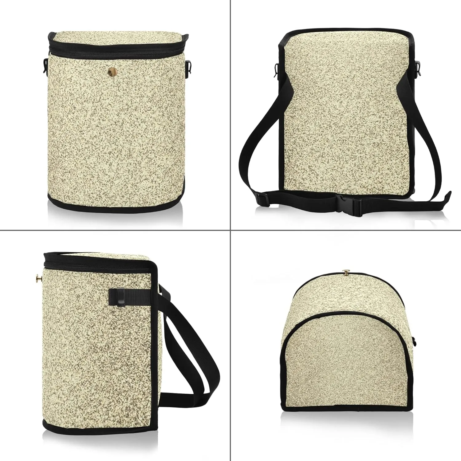 Gold Golden Glitter and Glare Pattern Spill-Proof Car Trash Can Organizer Hanging Large Auto Garbage Storage Bag Bin with Big Opening Lid Leakproof Waste Basket