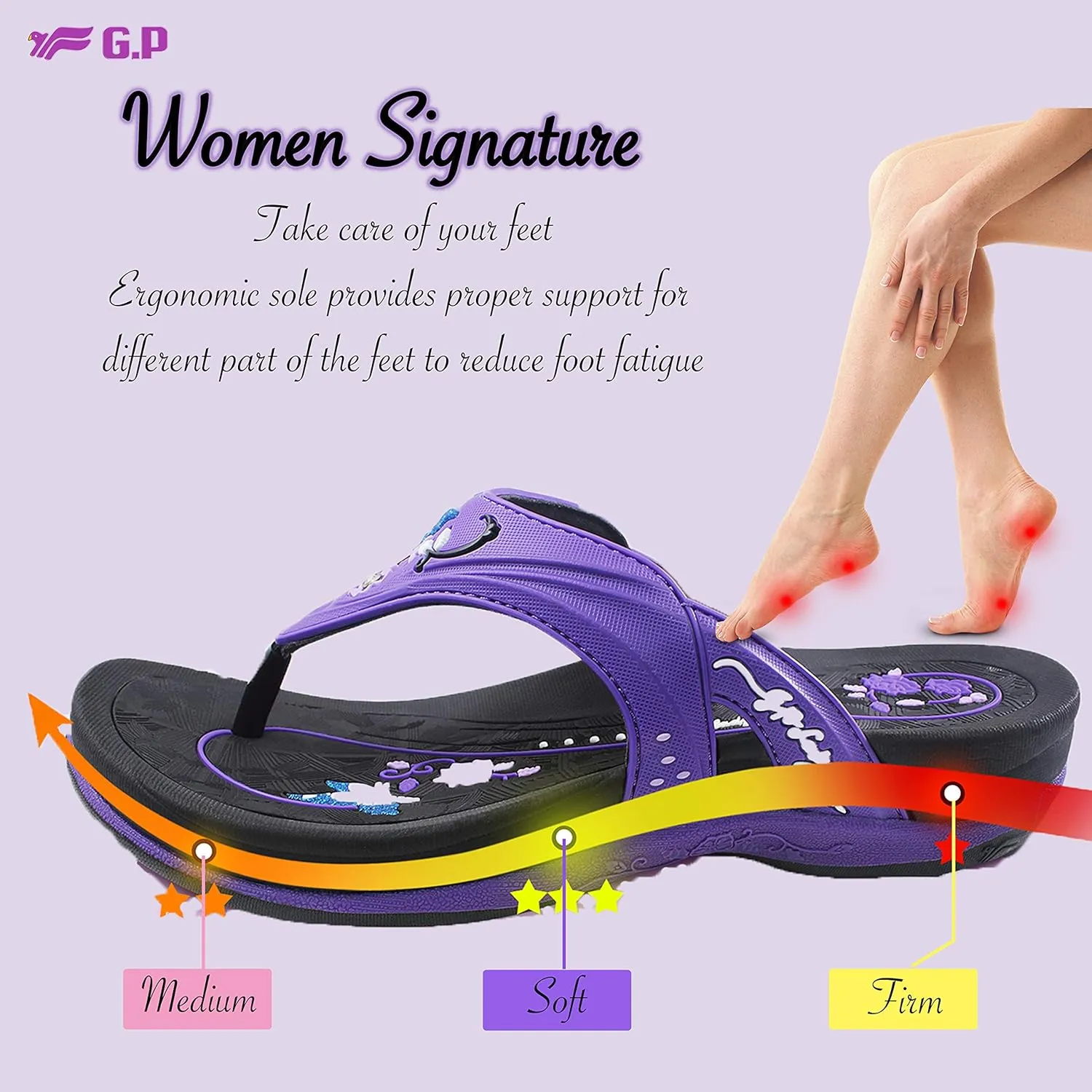Gold Pigeon Shoes SIGNATURE Comfort Ergonomic Walking Flip Flops for Women