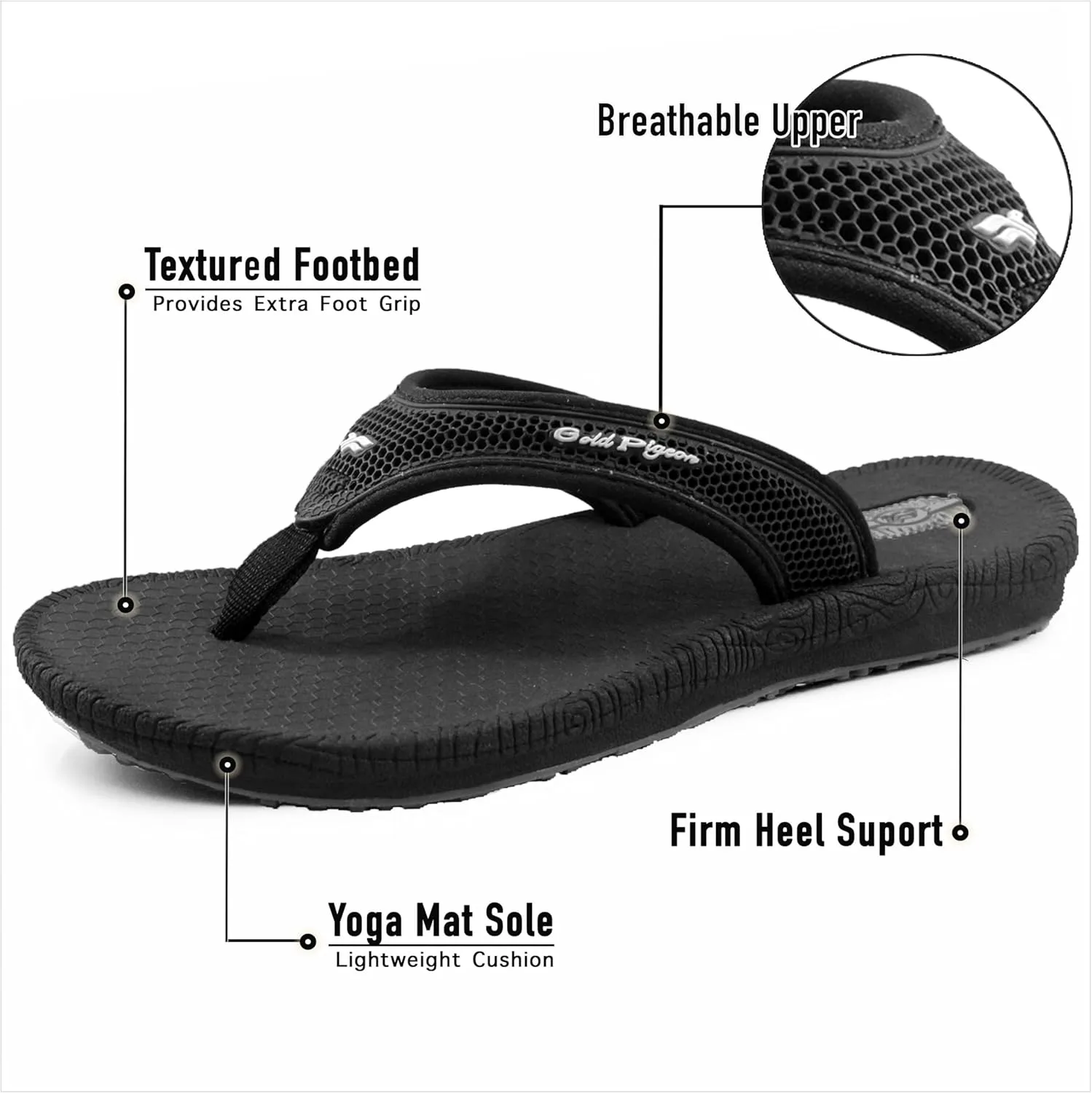 Gold Pigeon Shoes SIMPLUS Unisex Ultra-Cuhion Yoga Mat Flip-Flops with Heel Support