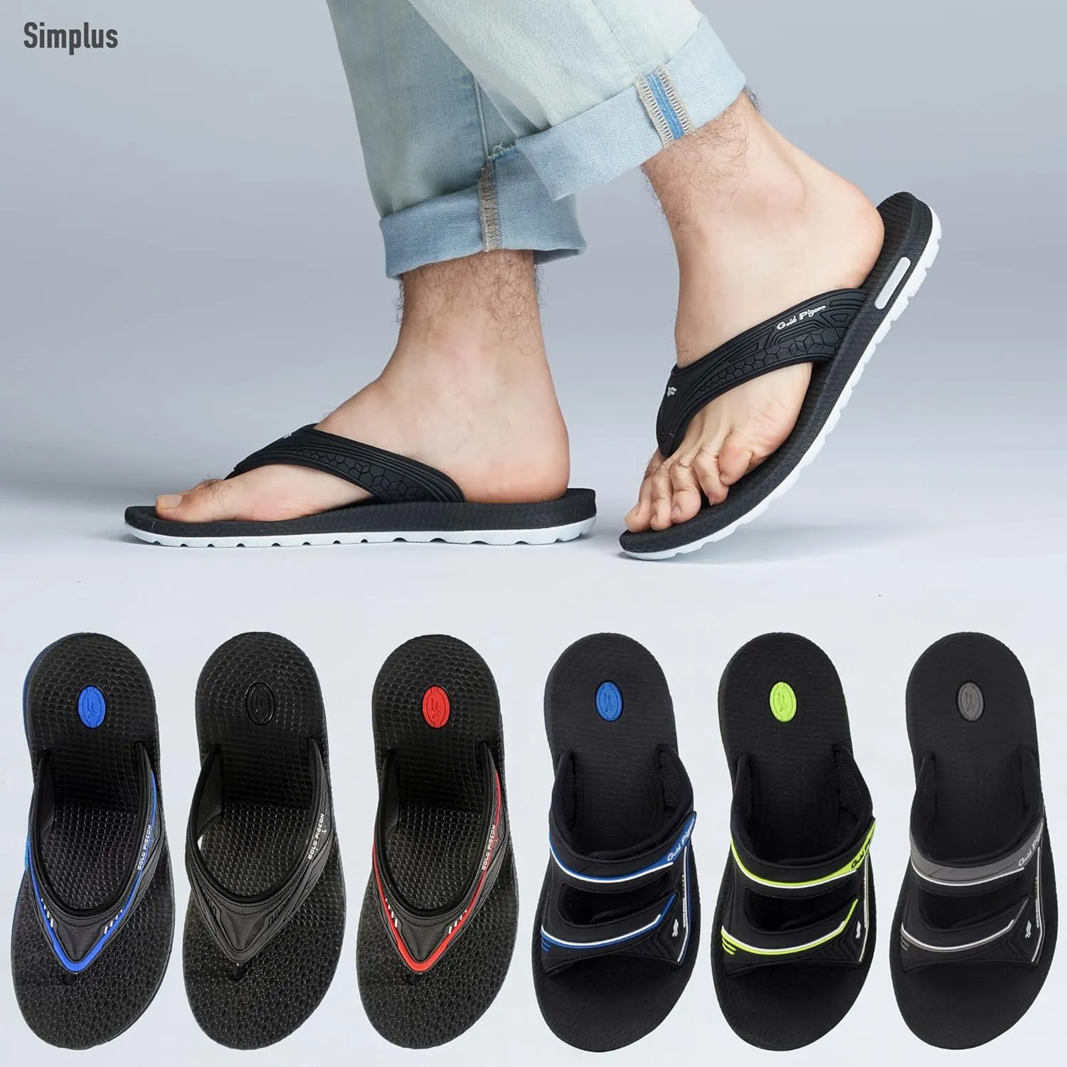 Gold Pigeon Shoes SIMPLUS Unisex Ultra-Cuhion Yoga Mat Flip-Flops with Heel Support