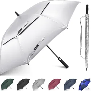 Gonex 54/62/68/72/80 Inch Extra Large Golf Umbrella, Automatic Open Travel Rain Umbrella with Windproof Water Resistant Double Canopy, Oversize Vented Umbrellas for 2-3 Men and UV Protection, Multiple Colors